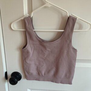 Rise Above Rib Crop Tank Athelta Size L12 mauve color